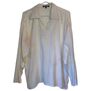 Bankok A Danger white cotton blouse with spots of colour